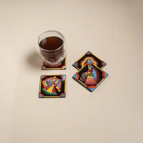 Tikuli art handpainted wooden coasters (set of 4) 22