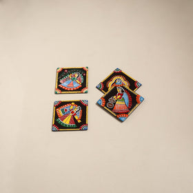 Tikuli art handpainted wooden coasters (set of 4) 22