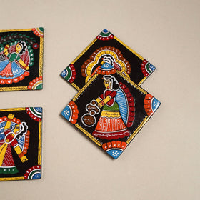 Tikuli art handpainted wooden coasters (set of 4) 22