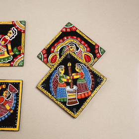 Tikuli art handpainted wooden coasters (set of 4) 23