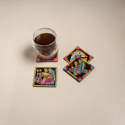 Tikuli art handpainted wooden coasters (set of 4) 25