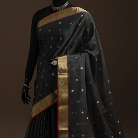 Black - traditional buta handloom zari work chanderi silk