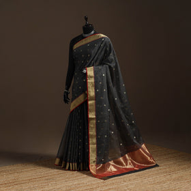 Black - traditional buta handloom zari work chanderi silk