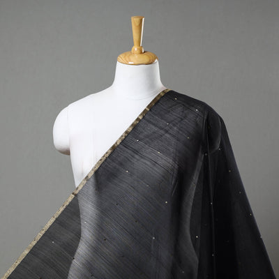  Black Traditional Handloom Chanderi Silk Cotton Fabric
