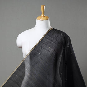  Black Traditional Handloom Chanderi Silk Cotton Fabric