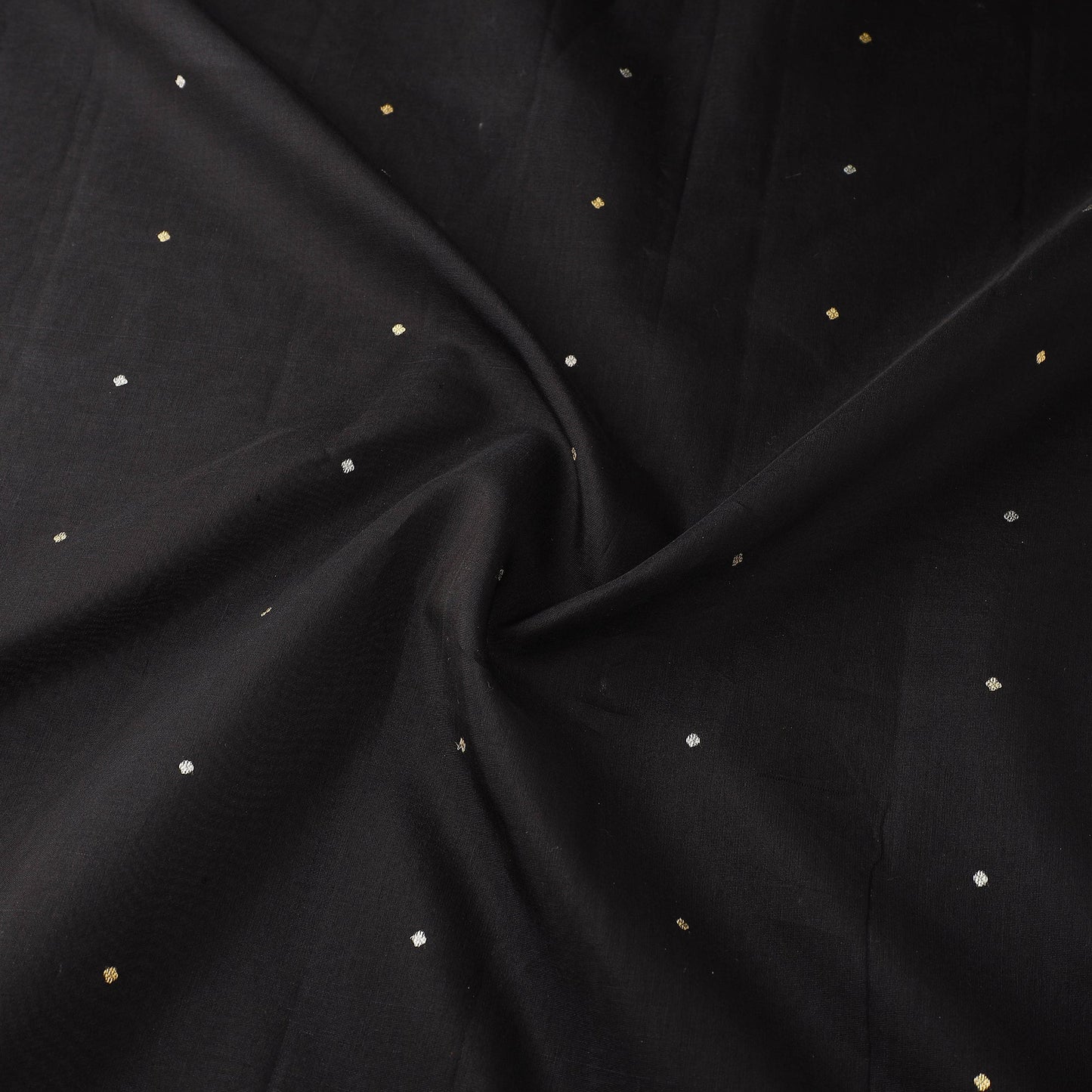  Black Traditional Handloom Chanderi Silk Cotton Fabric