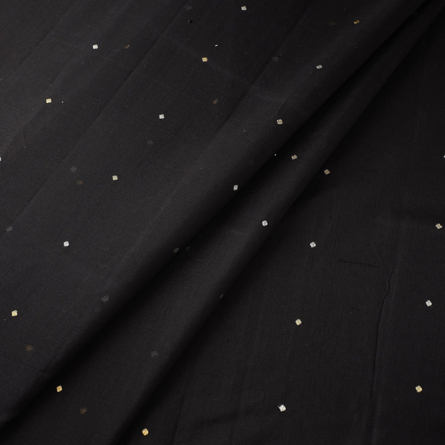  Black Traditional Handloom Chanderi Silk Cotton Fabric