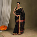 Black - traditional handloom triangle buti silk maheshwari