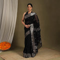 Black - traditional handloom zari buta silk cotton