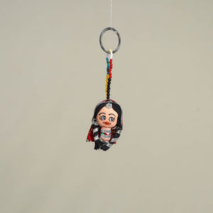 Black Traditional Handmade Rajasthani Doll Face Keychain
