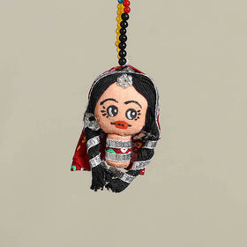 Black Traditional Handmade Rajasthani Doll Face Keychain