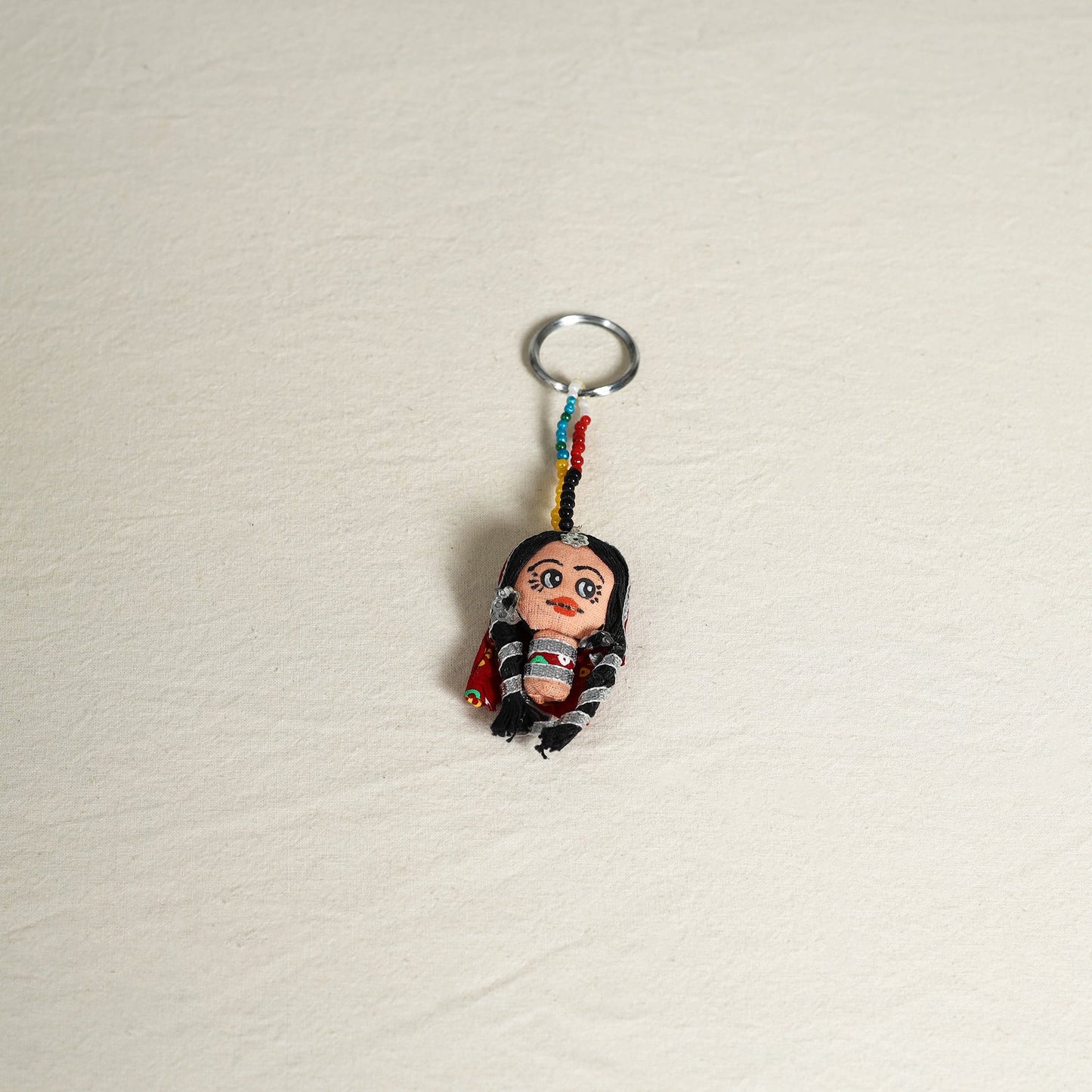 Black Traditional Handmade Rajasthani Doll Face Keychain