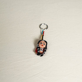 Black Traditional Handmade Rajasthani Doll Face Keychain