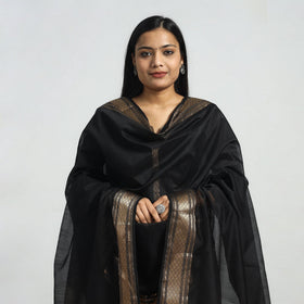 Black - traditional maheshwari handloom silk cotton zari