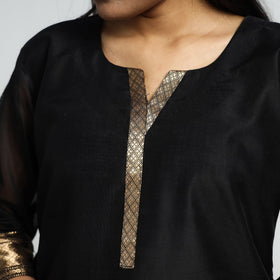 Black - traditional maheshwari handloom silk cotton zari