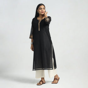 Black - traditional maheshwari handloom silk cotton zari