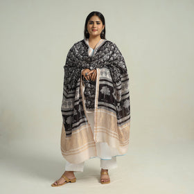 Black - traditional maheshwari silk bagh dupatta 27