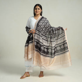 Black - traditional maheshwari silk bagh dupatta 27