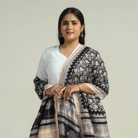 Black - traditional maheshwari silk bagh dupatta 27