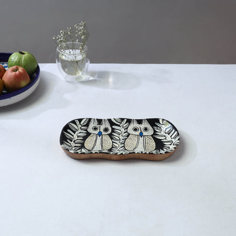 Traditional pattachitra hand painted akashmoni wooden tray