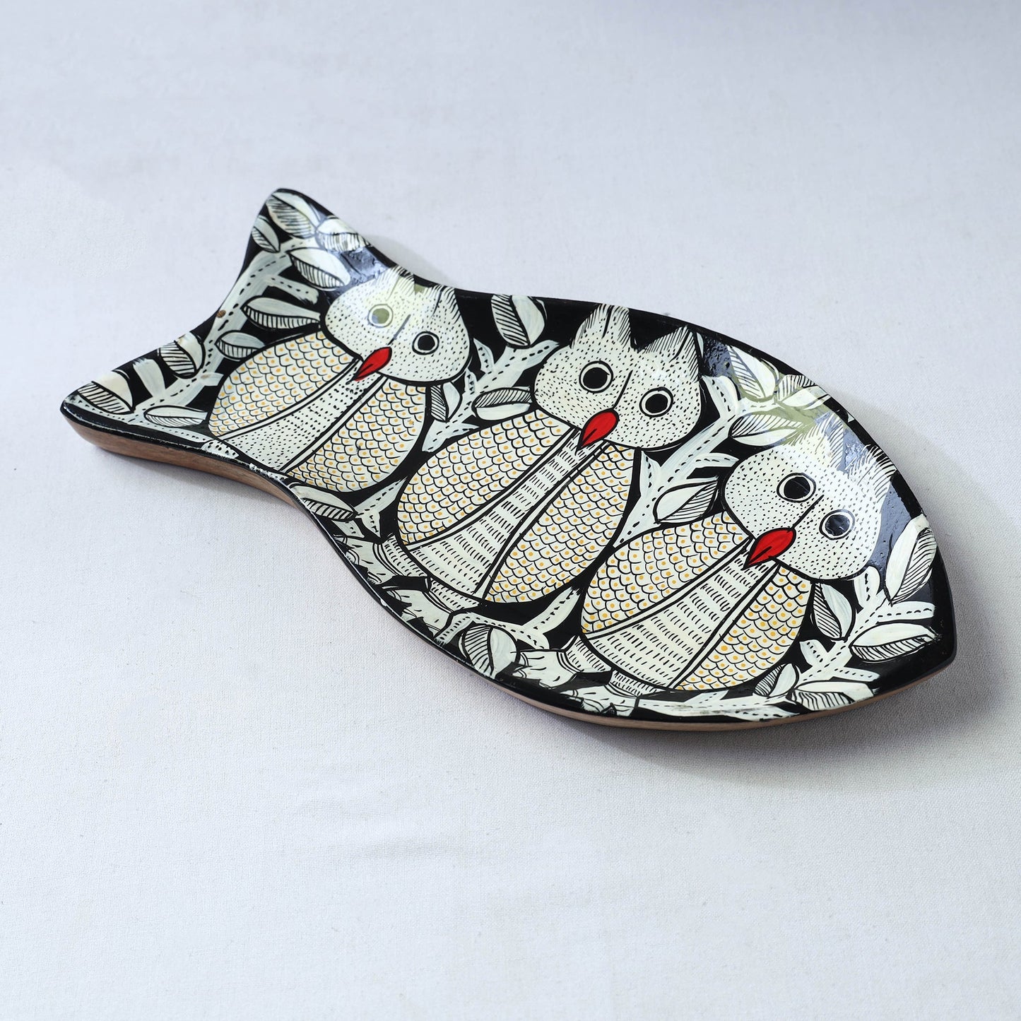 Traditional pattachitra hand painted akashmoni wooden tray