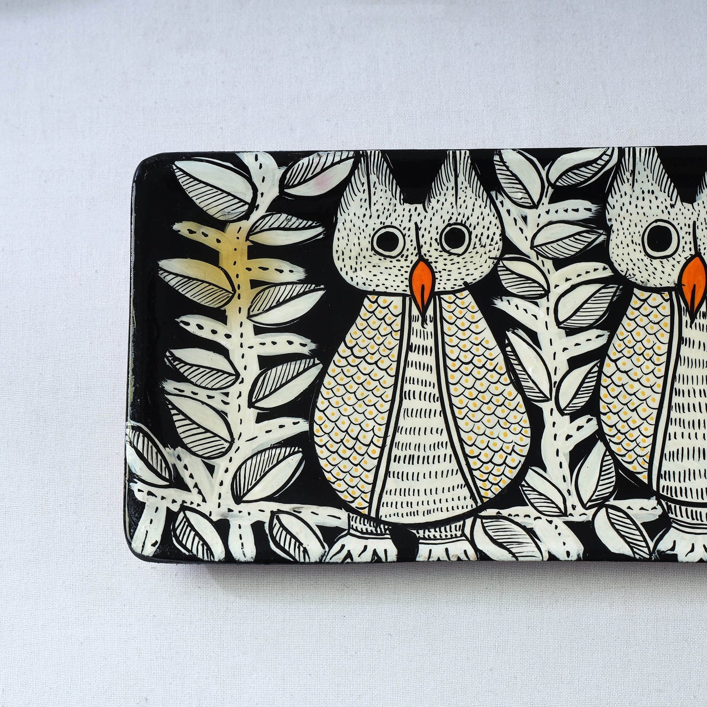 Traditional pattachitra hand painted akashmoni wooden tray