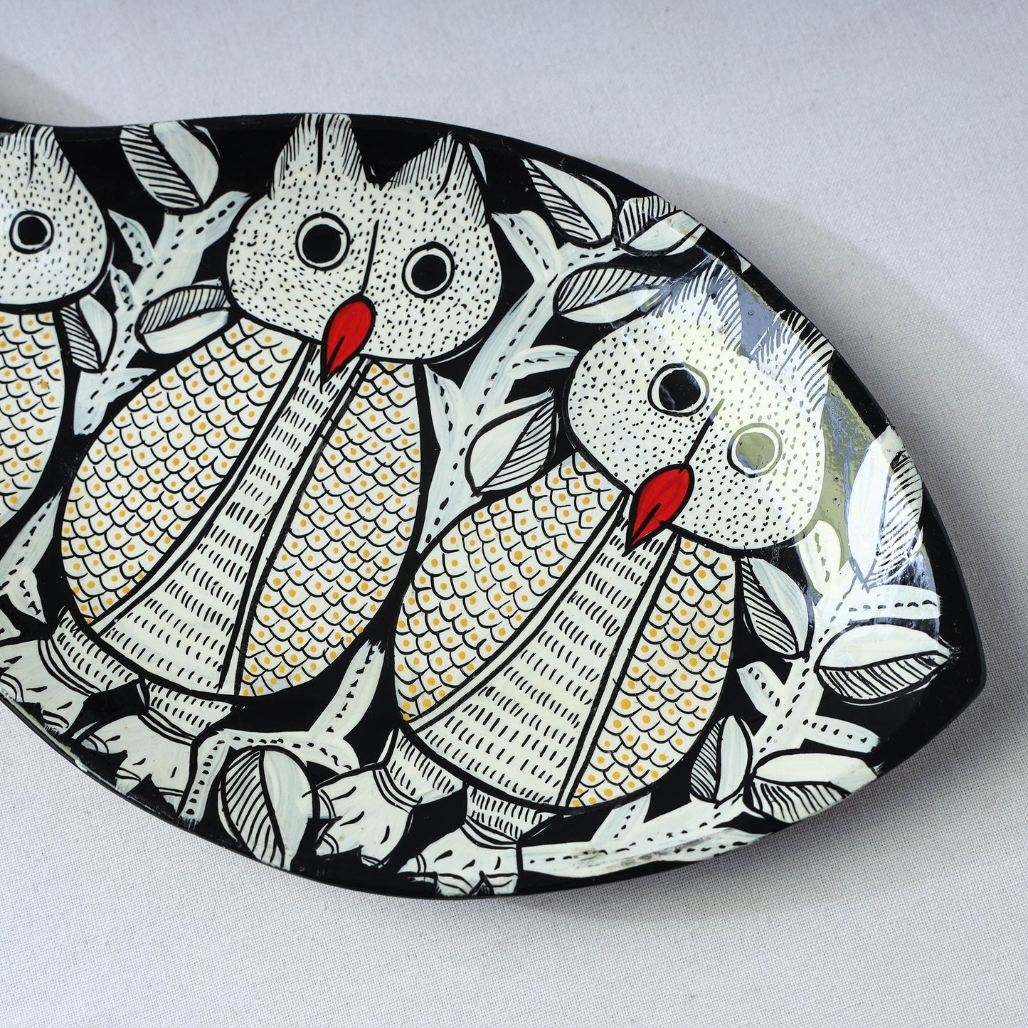 Traditional pattachitra hand painted akashmoni wooden tray