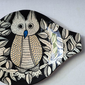 Traditional pattachitra hand painted akashmoni wooden tray