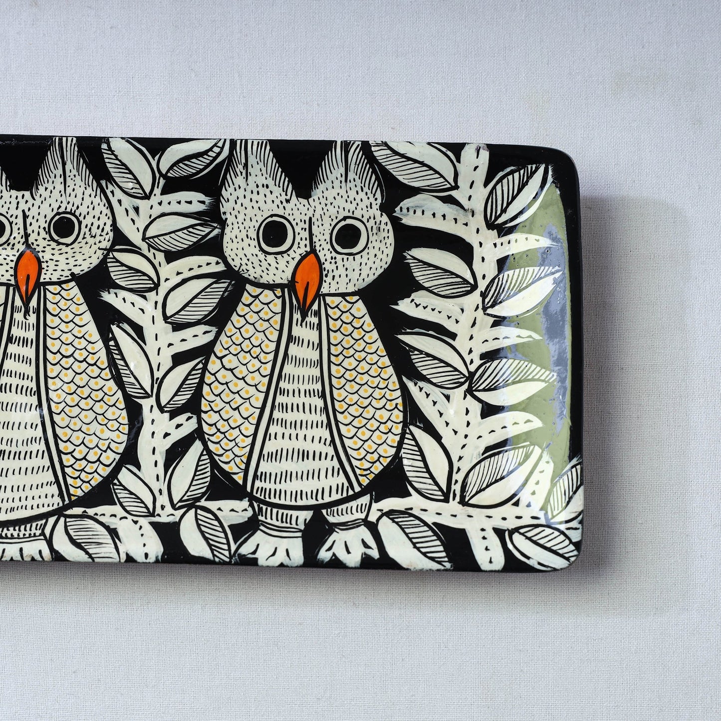 Traditional pattachitra hand painted akashmoni wooden tray