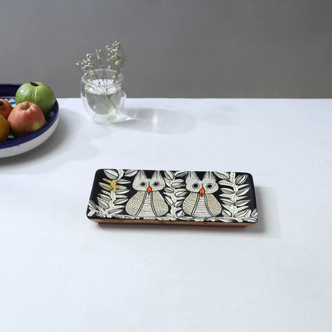 Traditional pattachitra hand painted akashmoni wooden tray