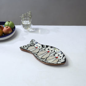 Traditional pattachitra hand painted akashmoni wooden tray