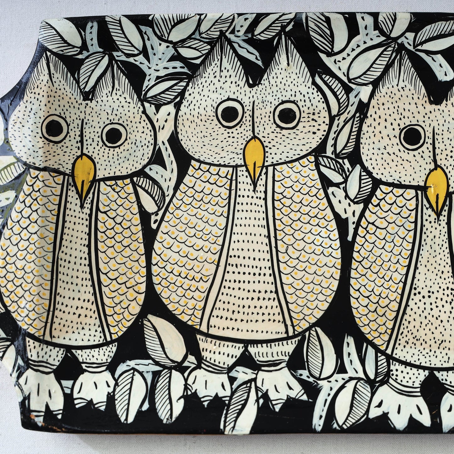 Traditional pattachitra hand painted akashmoni wooden tray