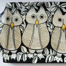 Traditional pattachitra hand painted akashmoni wooden tray