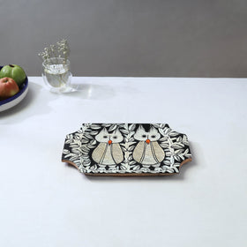 Traditional pattachitra hand painted akashmoni wooden tray