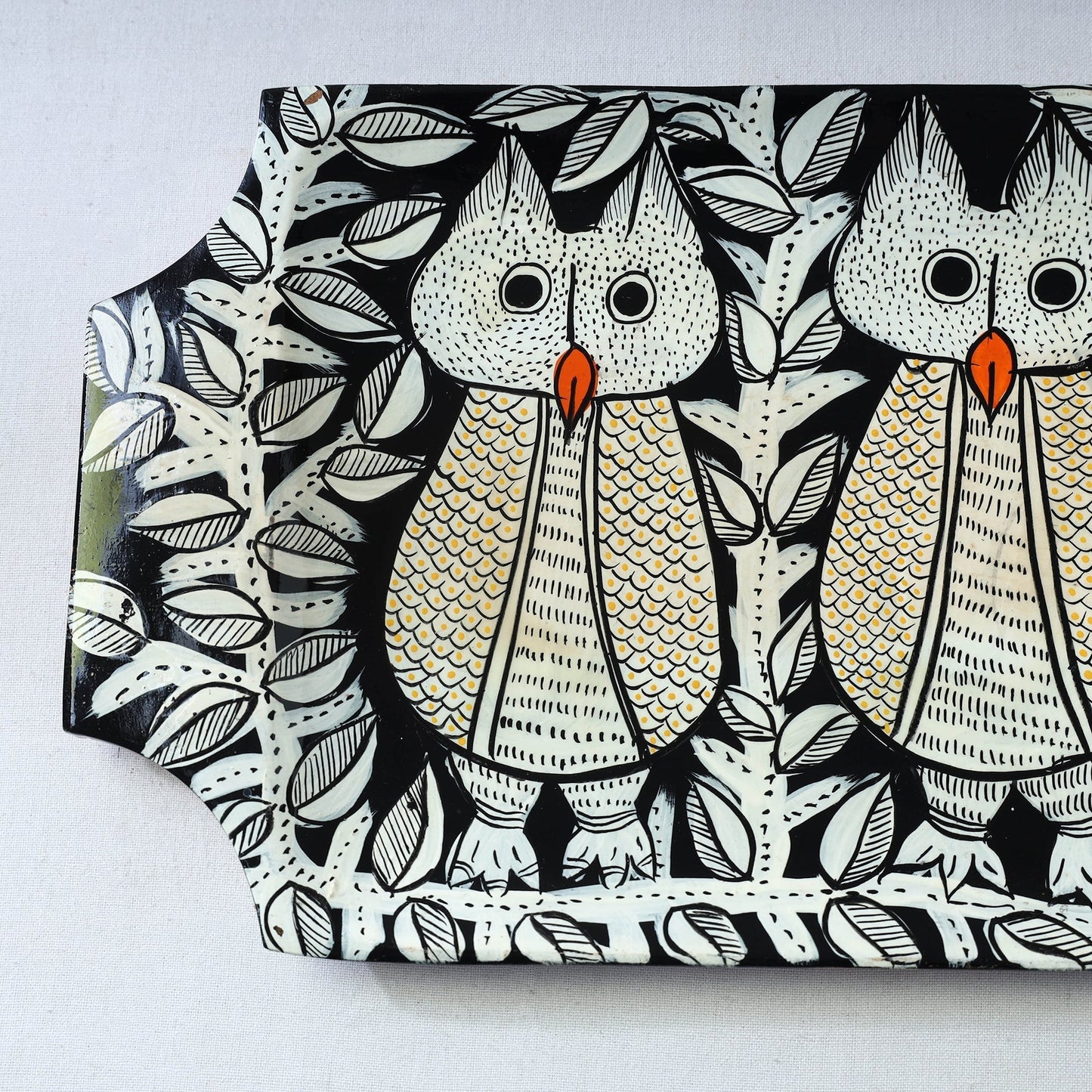 Traditional pattachitra hand painted akashmoni wooden tray