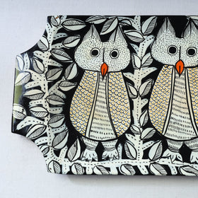 Traditional pattachitra hand painted akashmoni wooden tray