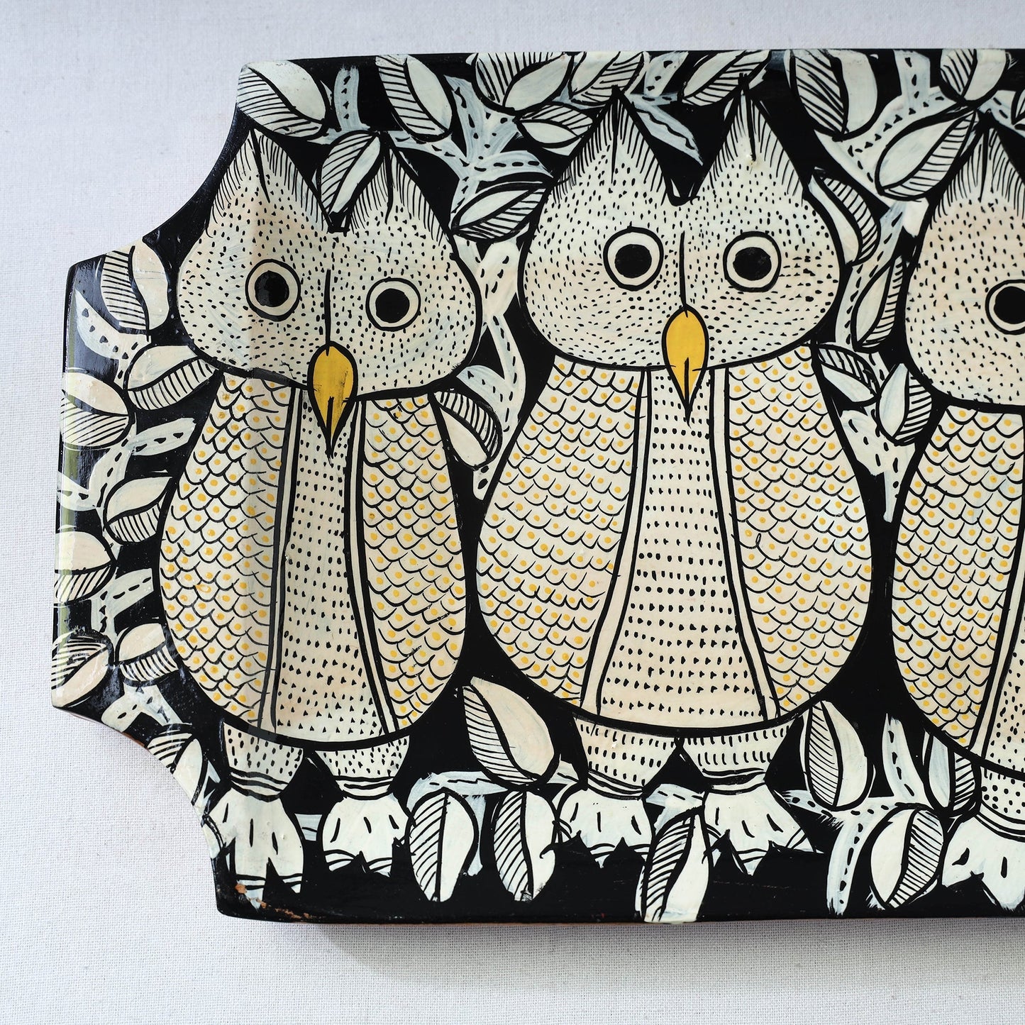 Traditional pattachitra hand painted akashmoni wooden tray