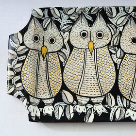 Traditional pattachitra hand painted akashmoni wooden tray