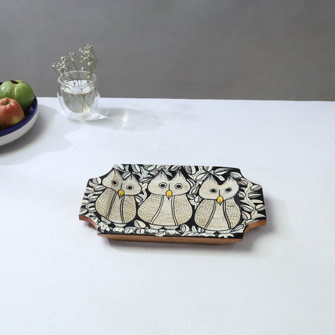 Traditional pattachitra hand painted akashmoni wooden tray