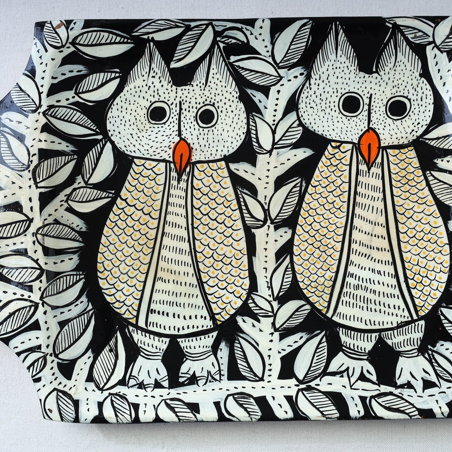 Traditional pattachitra hand painted akashmoni wooden tray