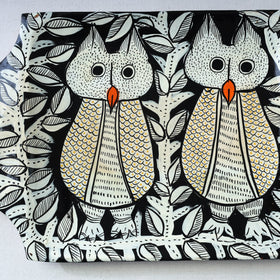 Traditional pattachitra hand painted akashmoni wooden tray