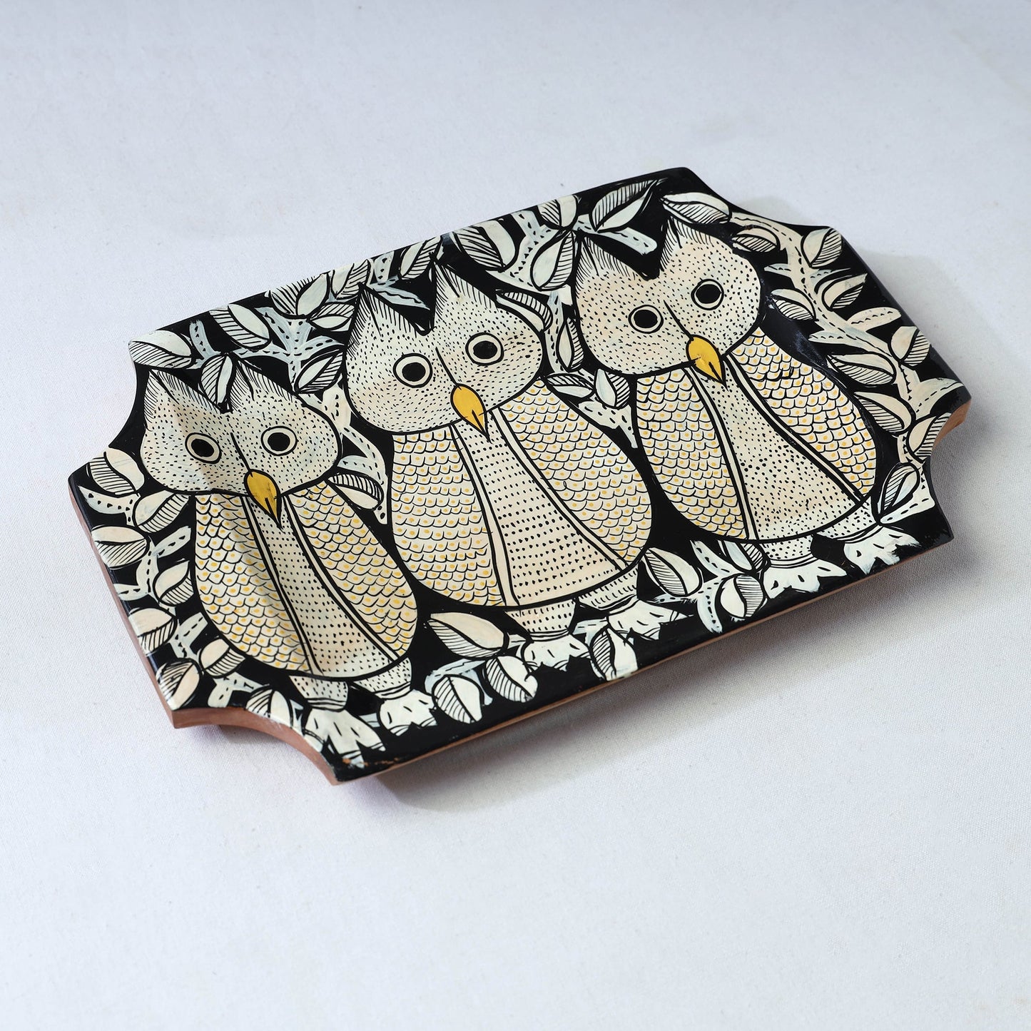 Traditional pattachitra hand painted akashmoni wooden tray