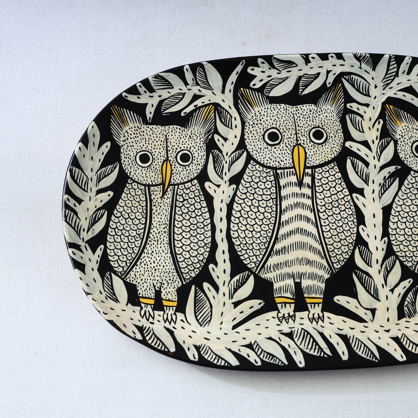 Traditional pattachitra hand painted akashmoni wooden tray