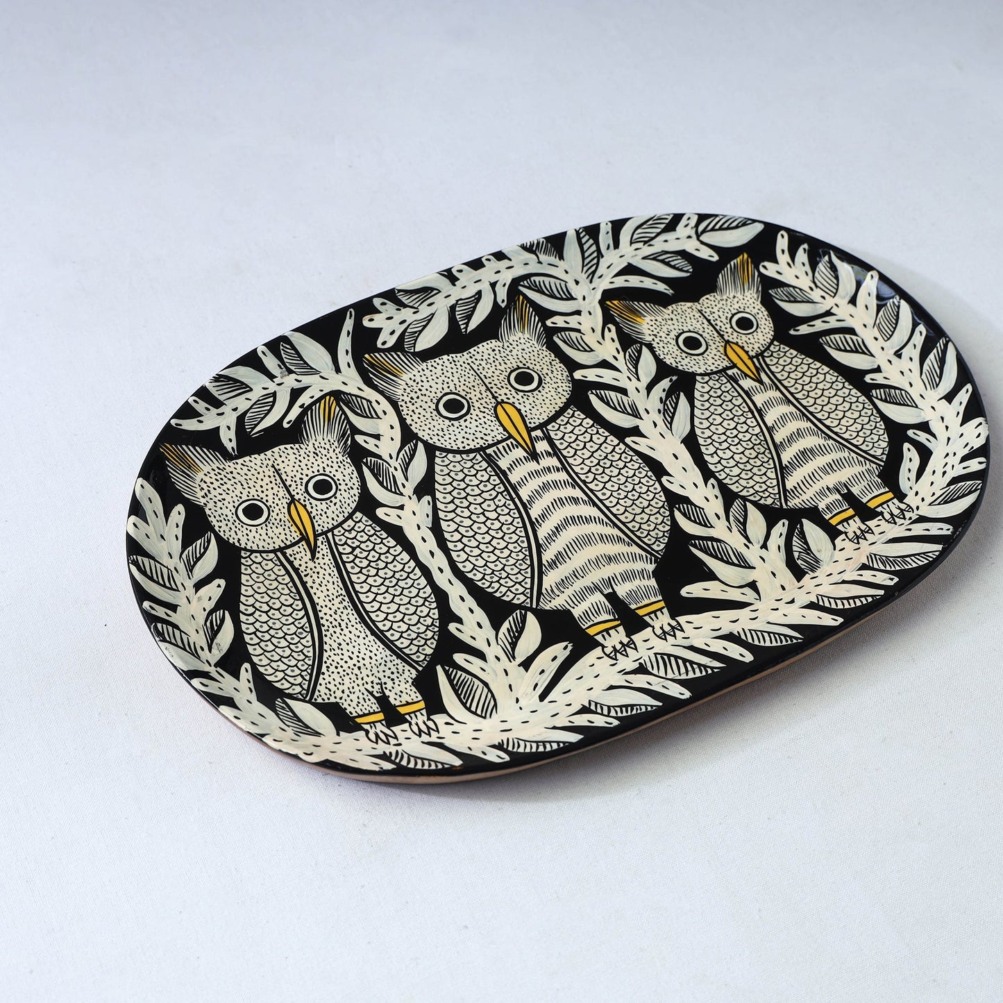 Traditional pattachitra hand painted akashmoni wooden tray