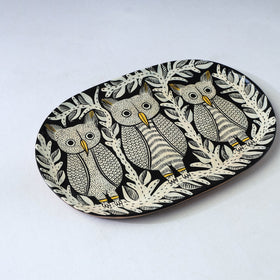 Traditional pattachitra hand painted akashmoni wooden tray