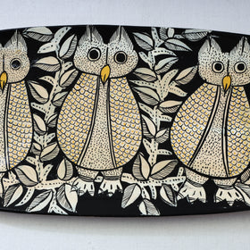 Traditional pattachitra hand painted akashmoni wooden tray