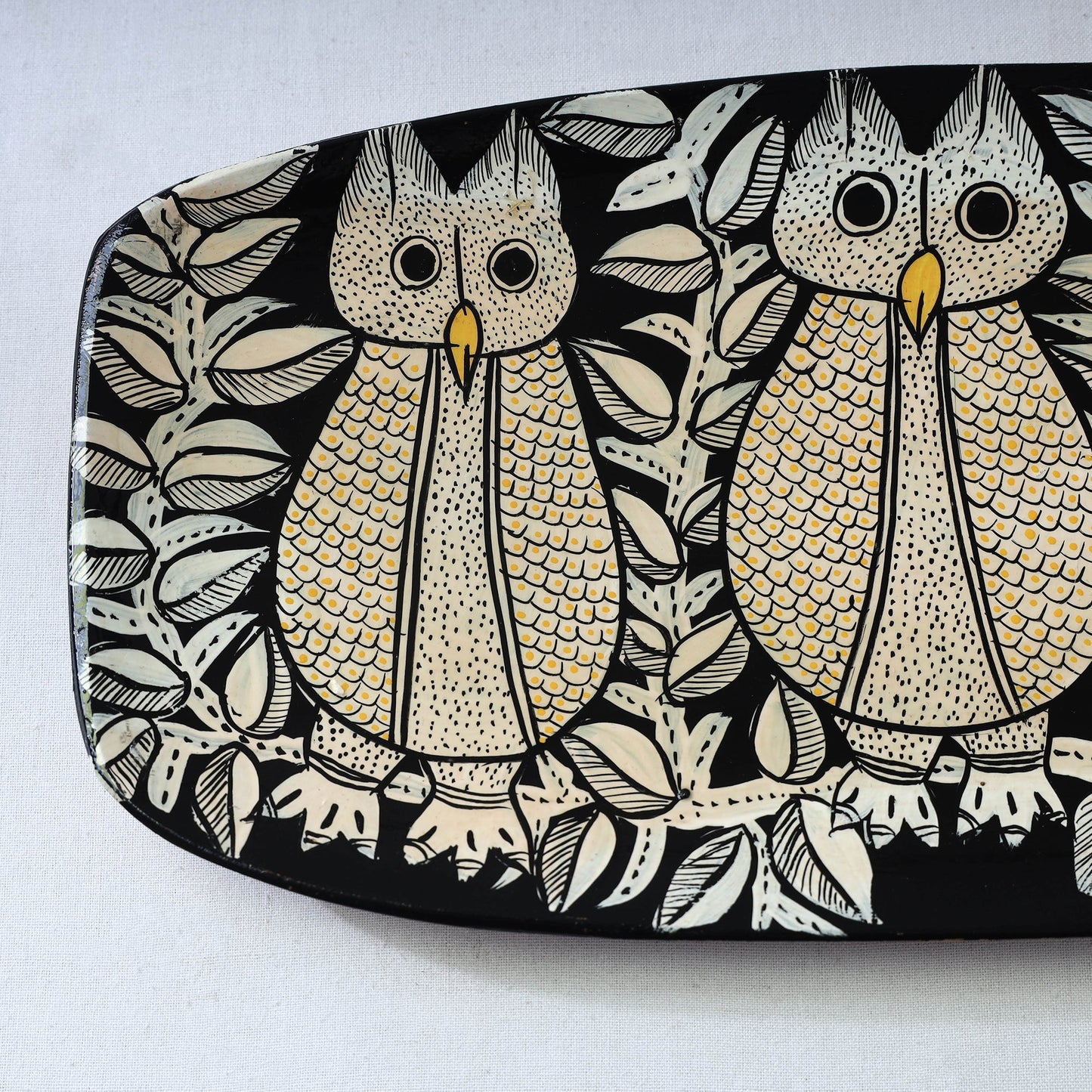 Traditional pattachitra hand painted akashmoni wooden tray