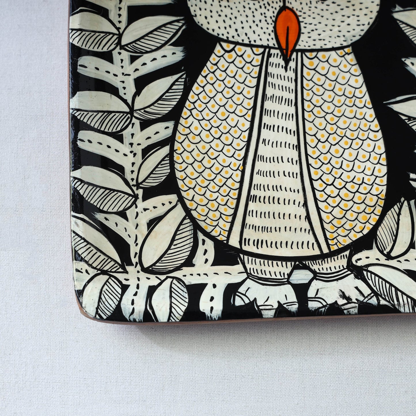 Traditional pattachitra hand painted akashmoni wooden tray