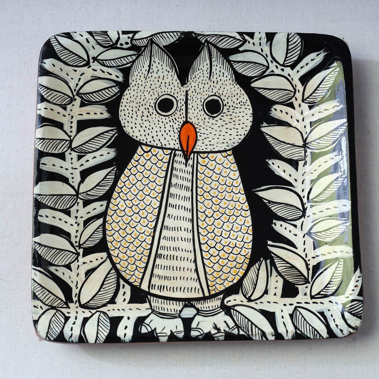 Traditional pattachitra hand painted akashmoni wooden tray