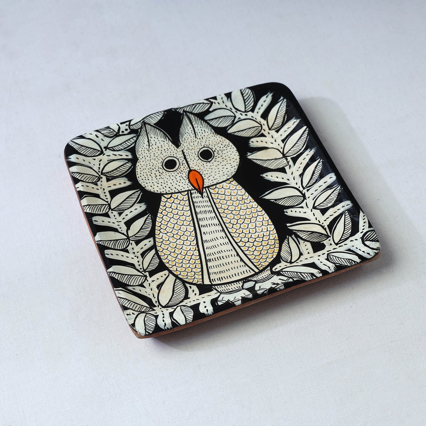 Traditional pattachitra hand painted akashmoni wooden tray